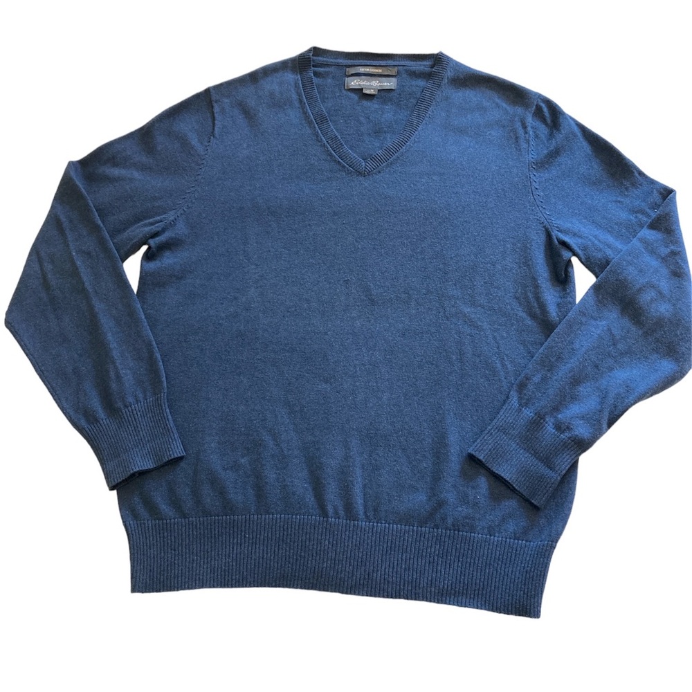 Eddie Bauer Men’s Cotton Cashmere Blue Sweater Medium